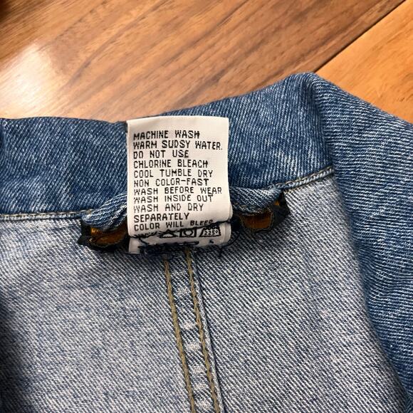 Baccini Denim Blazer Size 14 Vintage 90s Cotton Jacket One Button Long Line - Picture 12 of 12